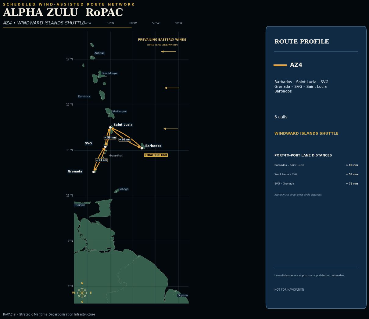 AZ4 route map — Windward Islands Shuttle