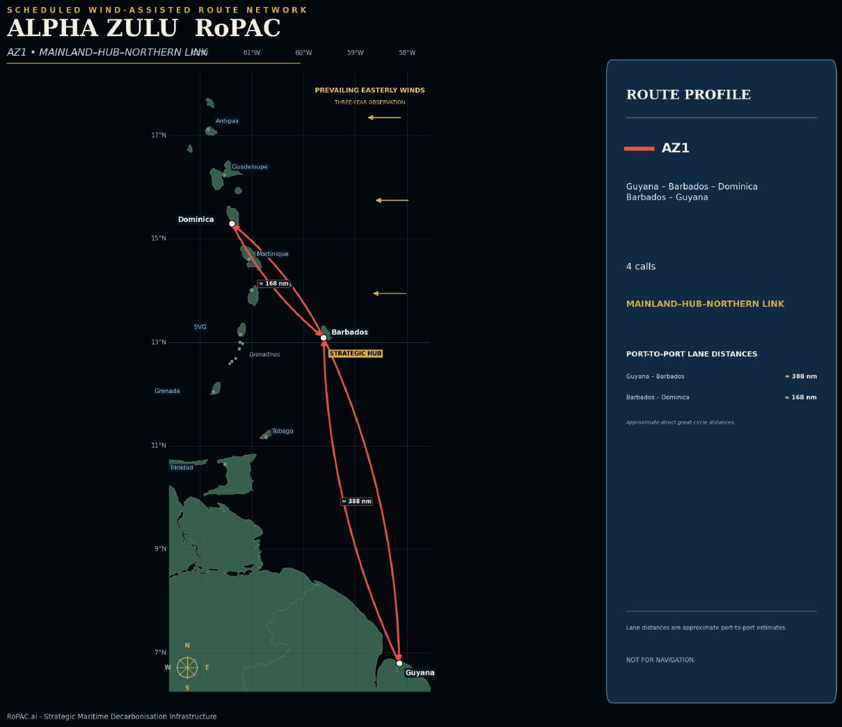 AZ1 route map — Mainland–Hub–Northern Link
